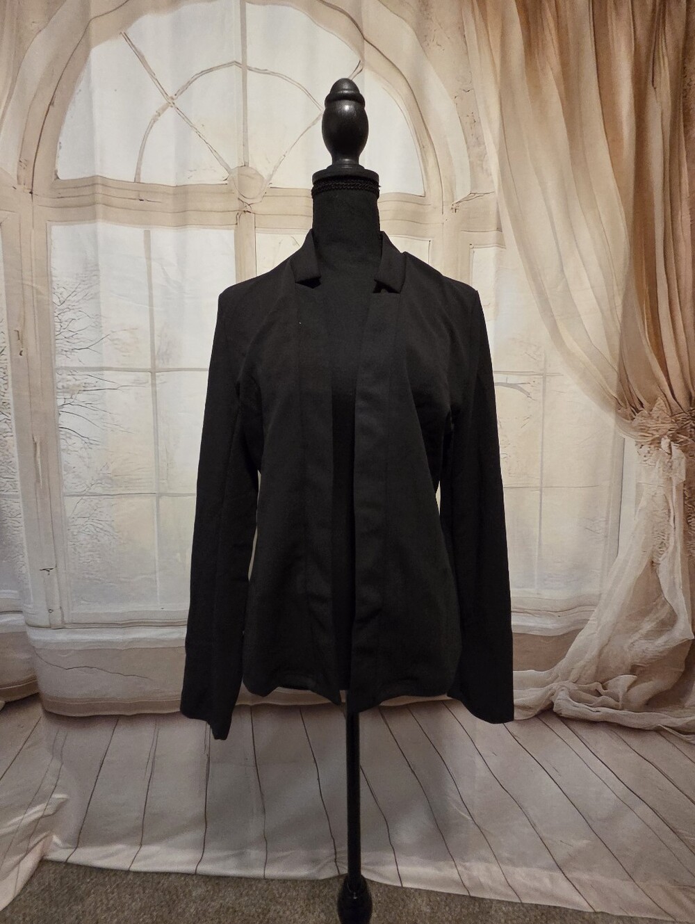 Women's Black Open-Front Jacket